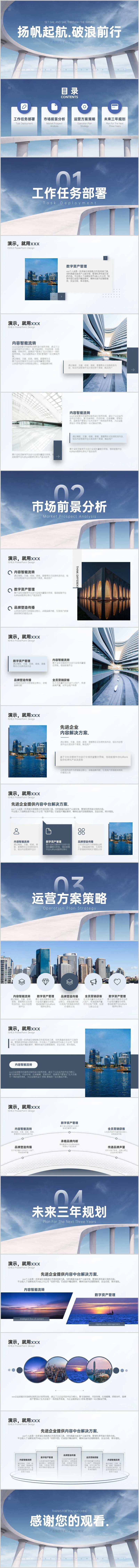 蓝色运营广告投放年初目标制定PPT-采灵感-cailinggan.com