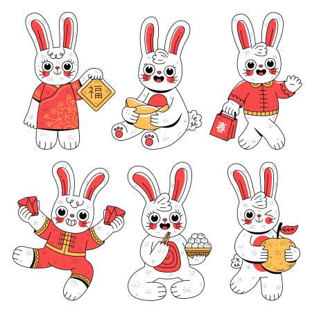 动物兔子卡通形象-采灵感-https://www.cailinggan.com/