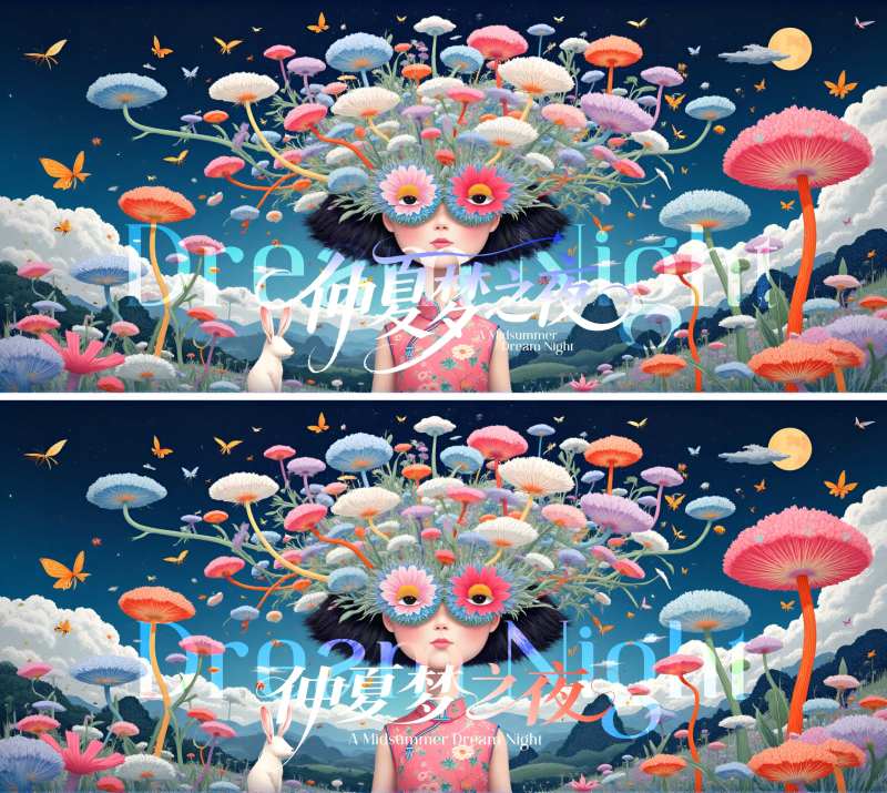 仲夏梦之夜创意插画海报-采灵感-cailinggan.com