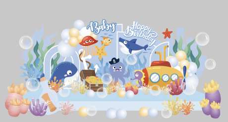 宝宝生日派对背景板-采灵感-https://www.cailinggan.com/