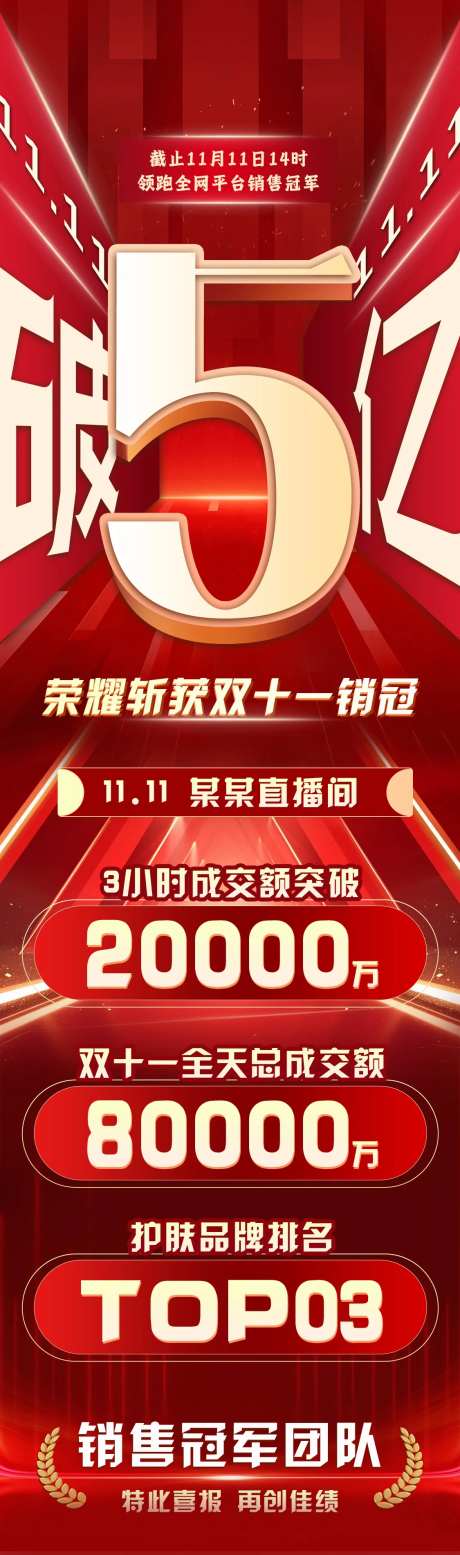 双十一销售战报长图-采灵感-https://www.cailinggan.com/