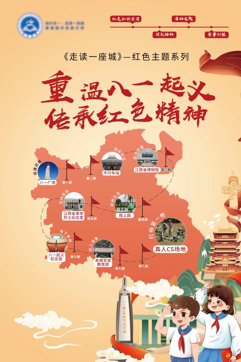 少儿红色研学海报-采灵感-cailinggan.com