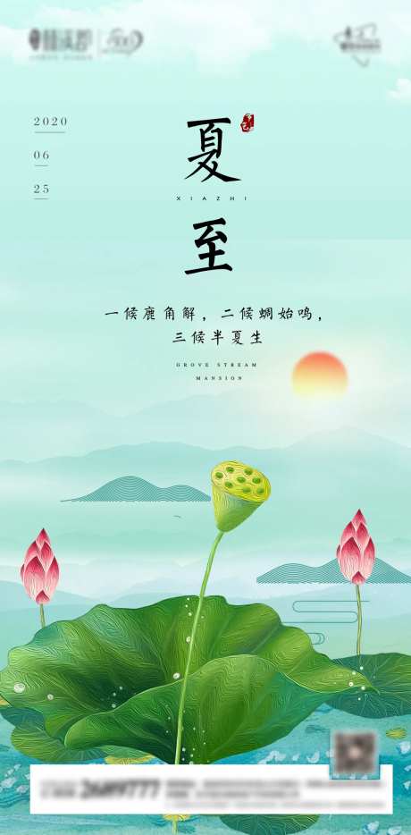 荷花夏至节气海报-采灵感-https://www.cailinggan.com/