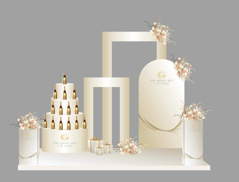 香槟答谢拍照美陈堆头-采灵感-cailinggan.com