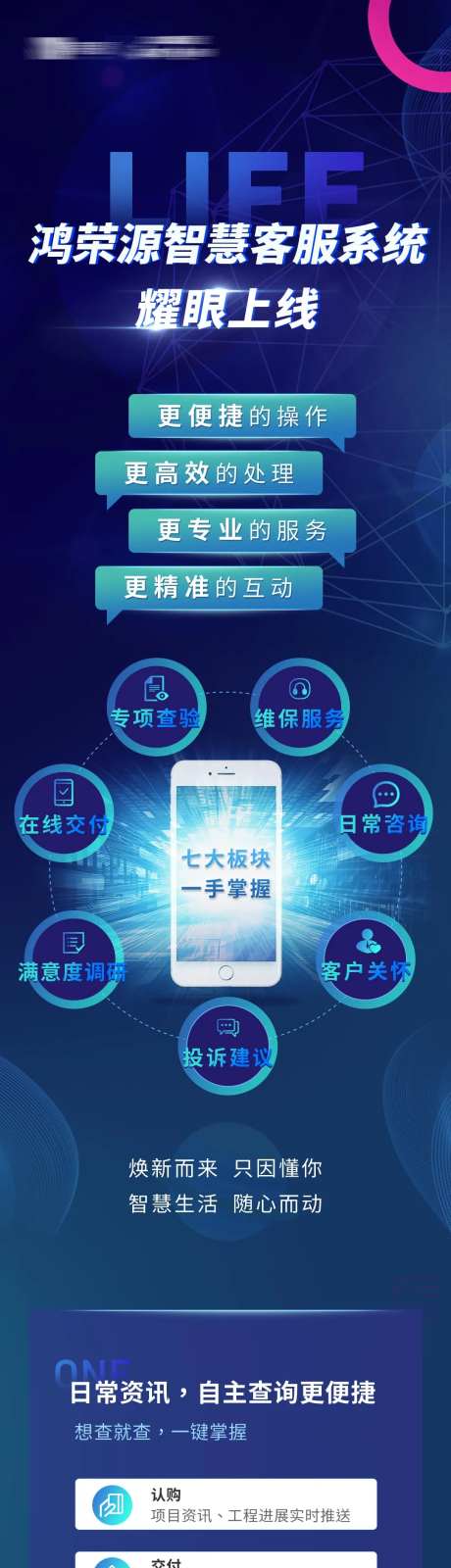 蓝色智慧客服系统上线长图-采灵感-https://www.cailinggan.com/