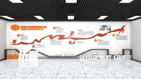 企业历程文化墙背景板-采灵感-https://www.cailinggan.com/