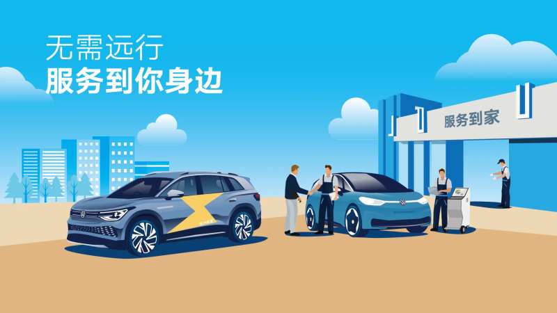 汽车售后服务插画背景板-采灵感-cailinggan.com