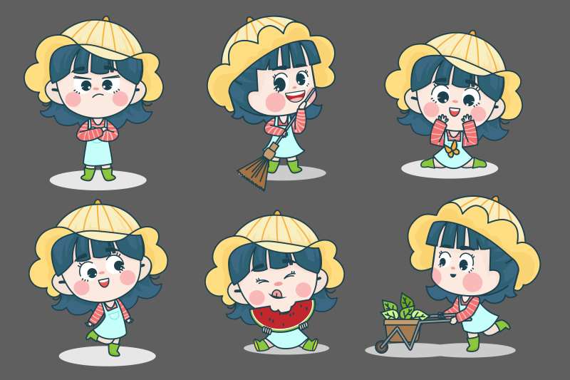 吉祥物卡通形象贴纸幼儿园元素-采灵感-cailinggan.com