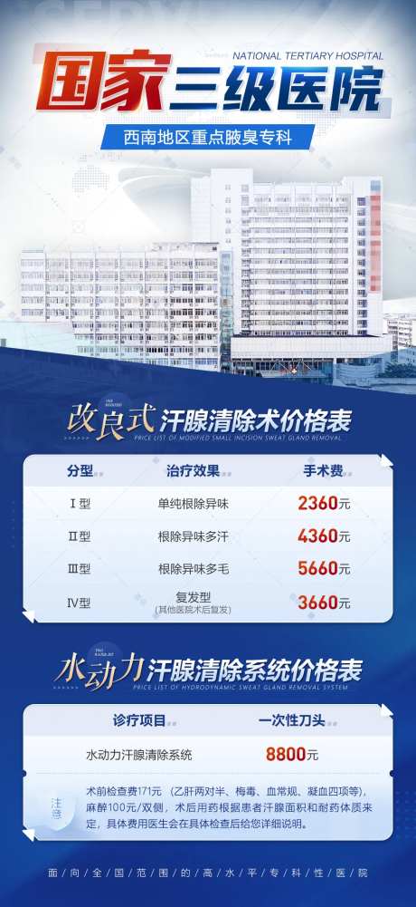 国际化医院治疗价格表医疗海报-采灵感-https://www.cailinggan.com/