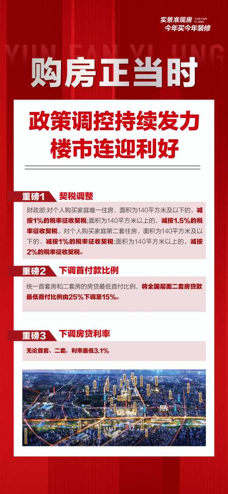 政策重磅出手购房正当时利好政策海报-采灵感-https://www.cailinggan.com/