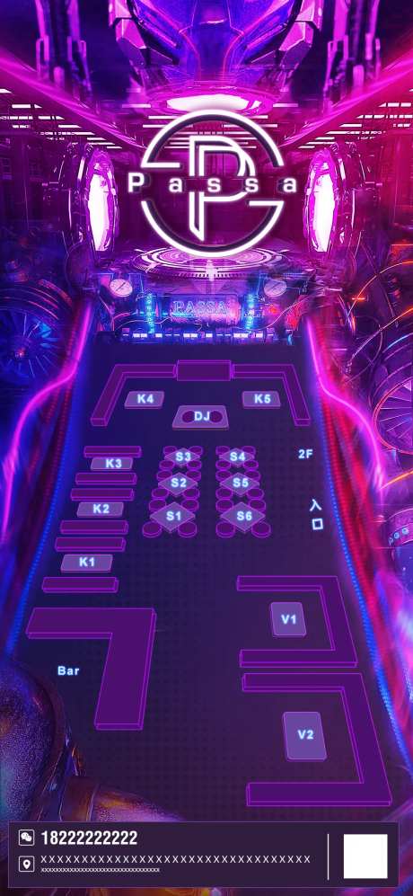 紫红色酒吧夜店台位图海报-采灵感-https://www.cailinggan.com/