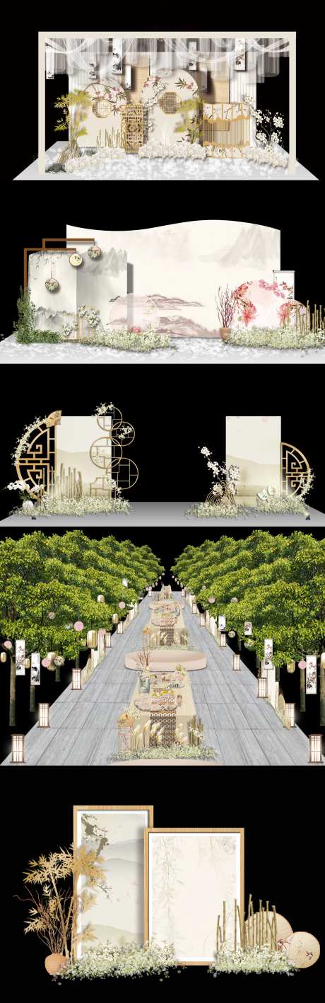 中国风素雅婚礼效果图-采灵感-https://www.cailinggan.com/