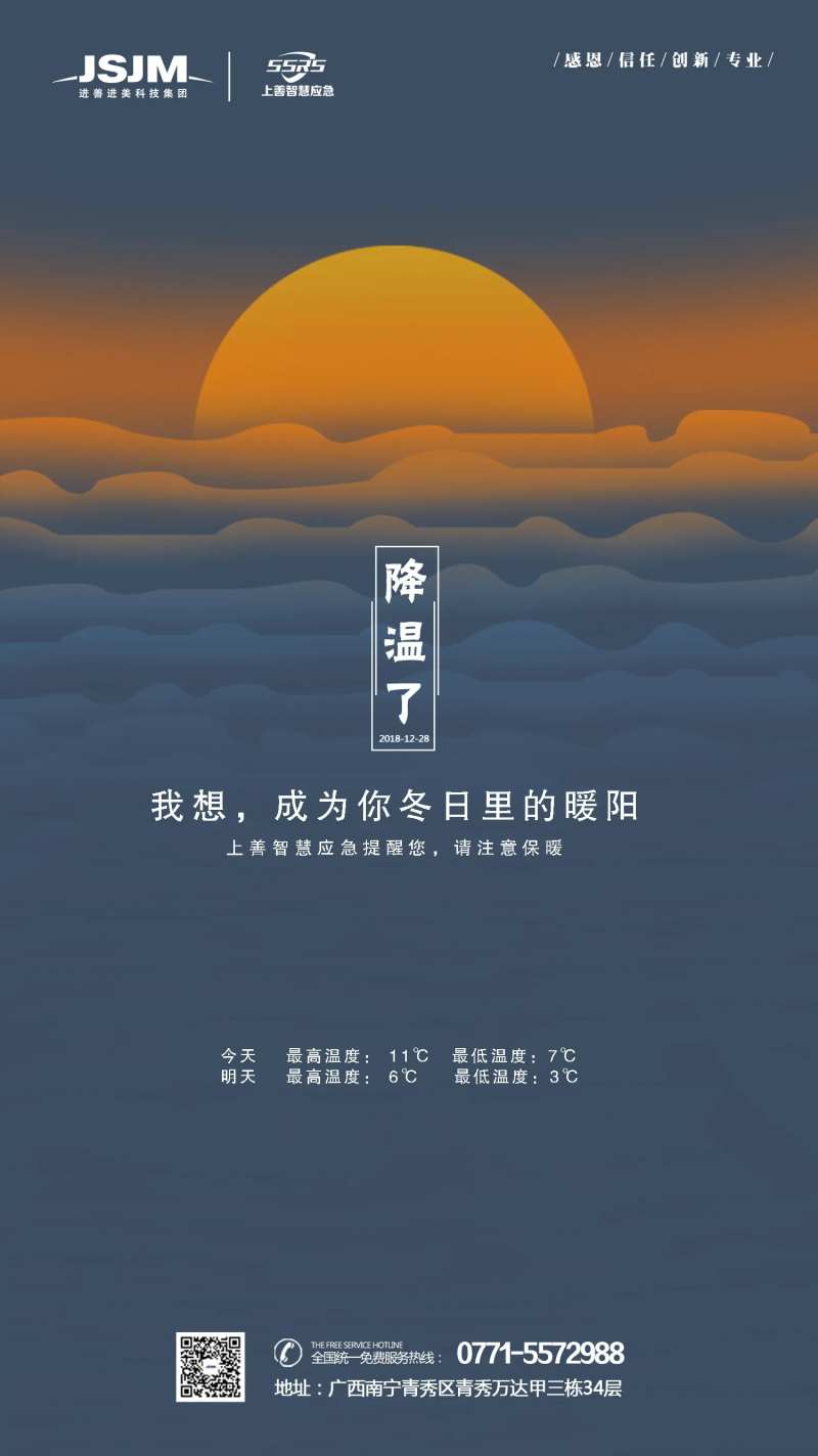 气象预报温馨提示降温太阳简约海报-采灵感-cailinggan.com