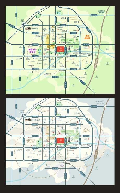 中式生态绿色区位图-采灵感-https://www.cailinggan.com/