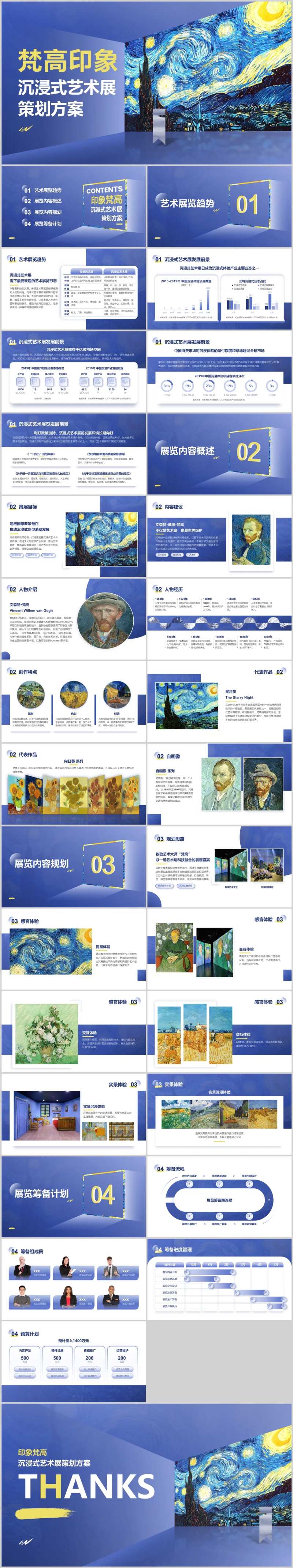 蓝黄复古科技风沉浸式艺术展策划方案p-采灵感-cailinggan.com