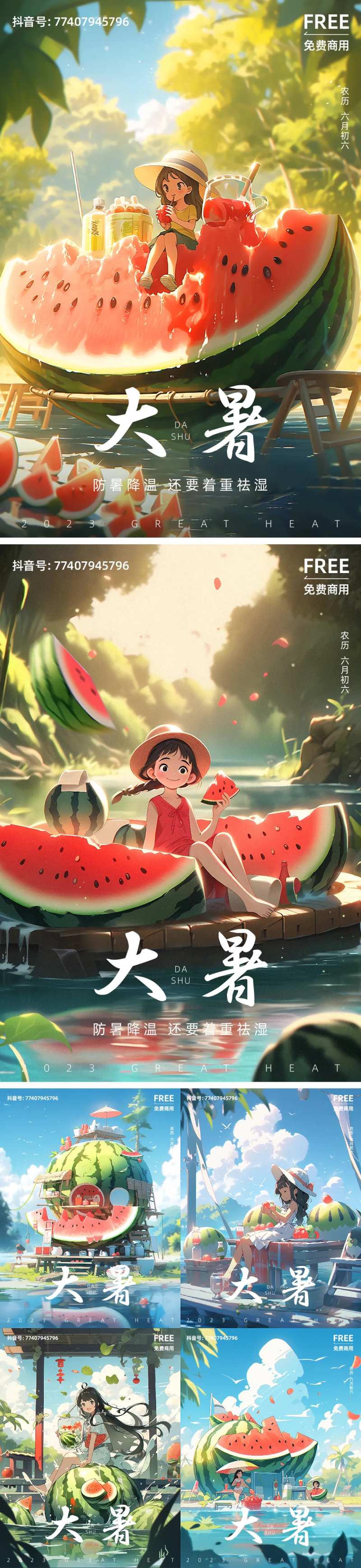 西瓜派对大暑小暑处暑夏日海报-采灵感-cailinggan.com
