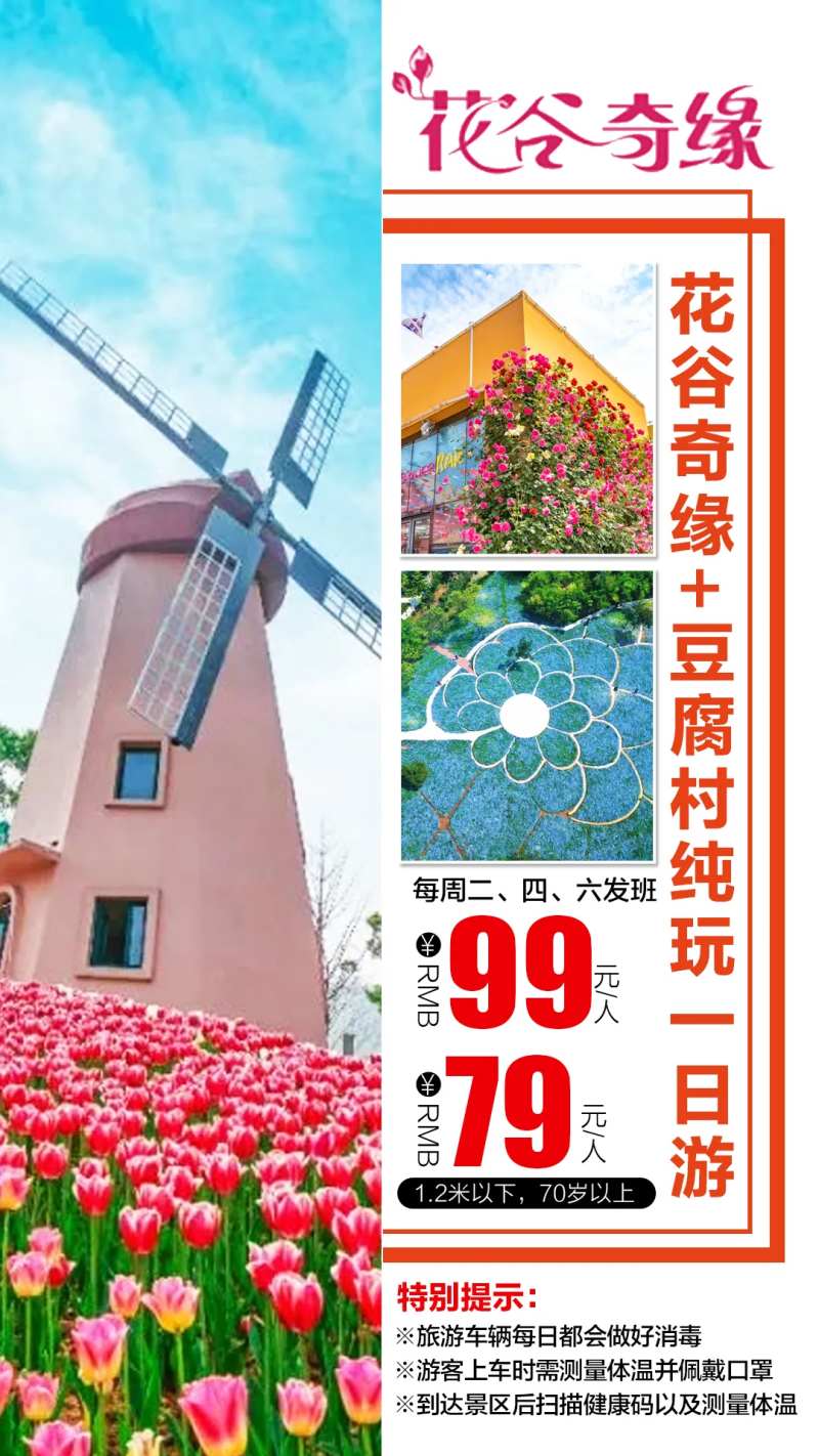 花谷奇缘豆腐村纯玩一日游海报-采灵感-cailinggan.com