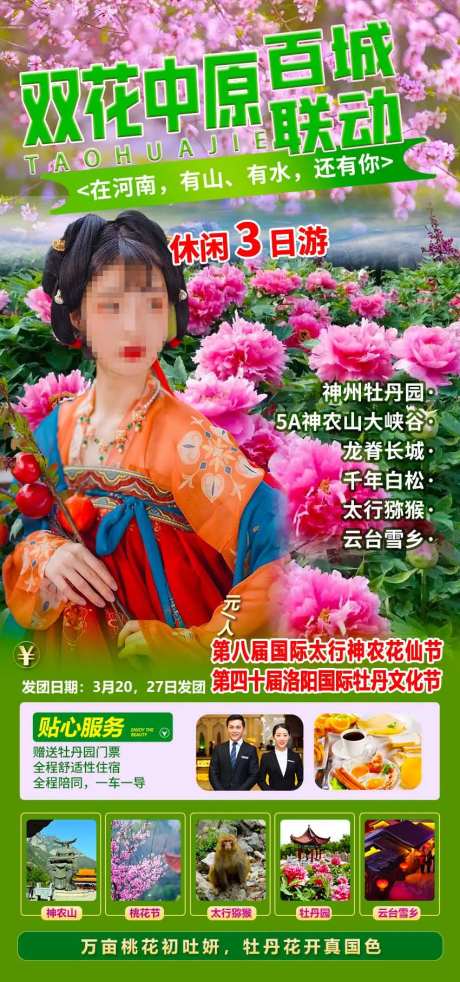 双花中原旅游海报-采灵感-https://www.cailinggan.com/