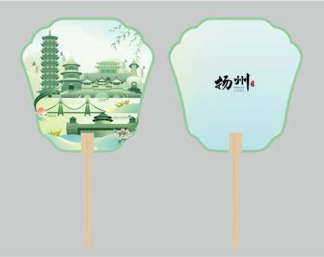扬州地标文创扇面设计-采灵感-https://www.cailinggan.com/