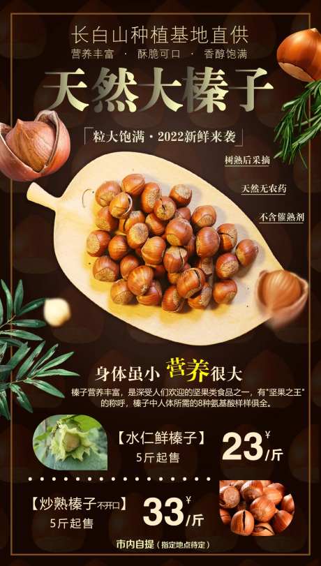 长白山天然榛子坚果批发零售海报-采灵感-https://www.cailinggan.com/