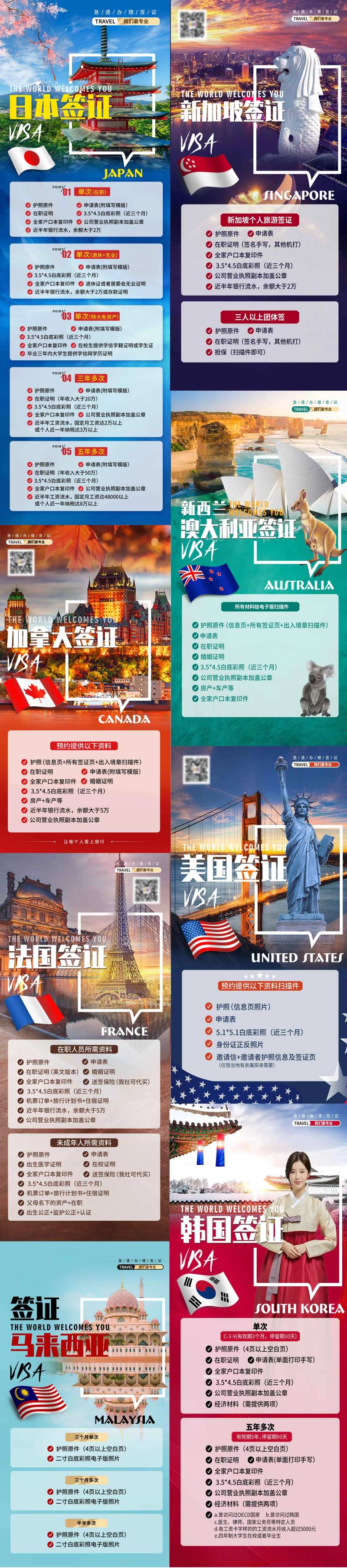 世界各国签证办理系列海报-采灵感-cailinggan.com