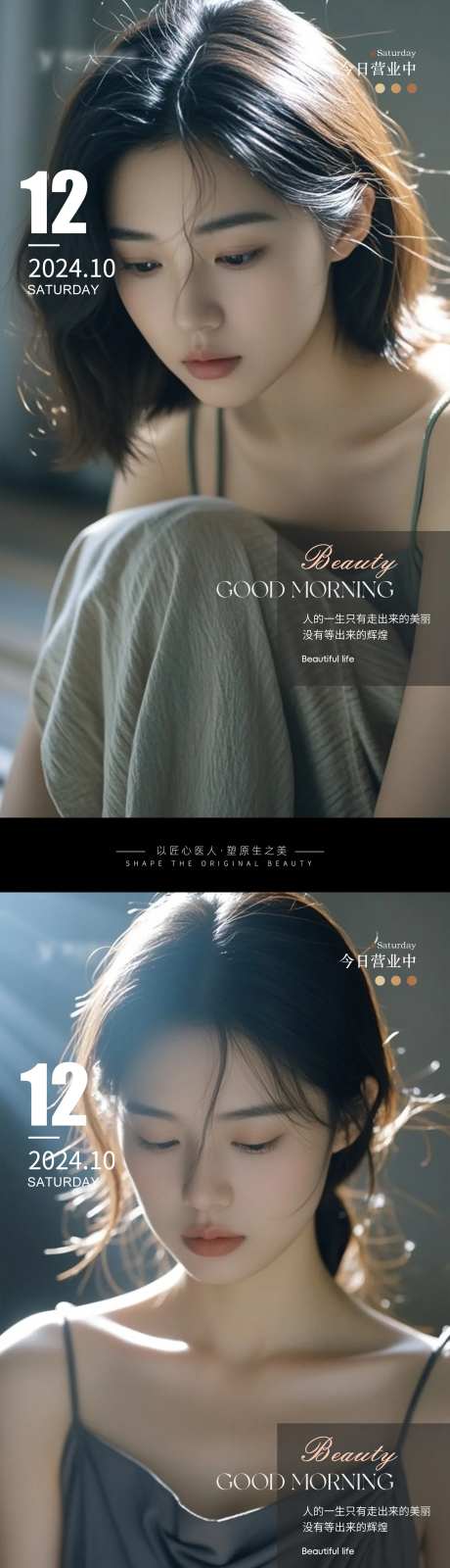 医美高级Ai美女早安图海报设计-采灵感-https://www.cailinggan.com/