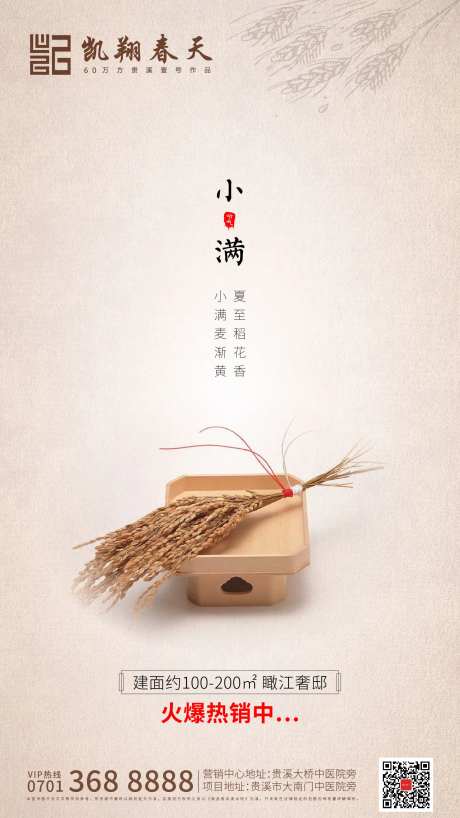 小满节气稻谷移动端海报-采灵感-https://www.cailinggan.com/
