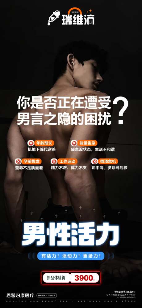 男性活力医疗宣传海报-采灵感-https://www.cailinggan.com/