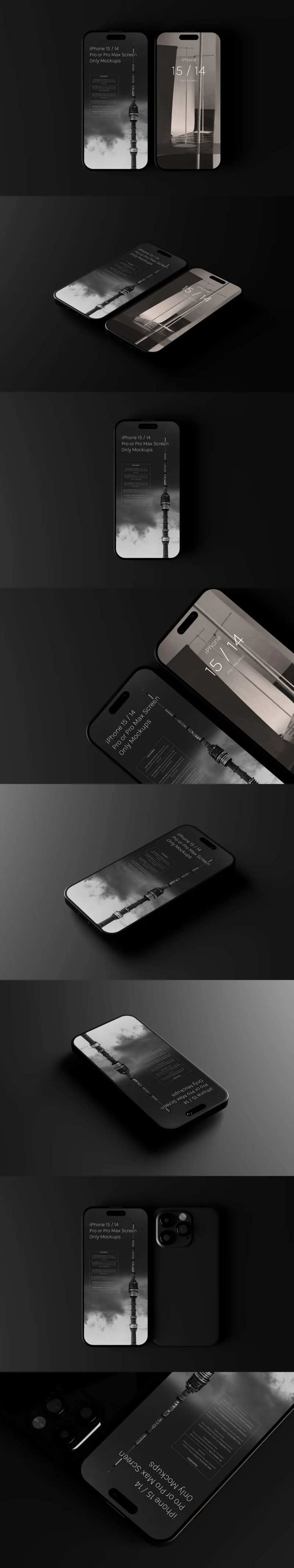 黑色多场景iPhone15/14样机-采灵感-cailinggan.com