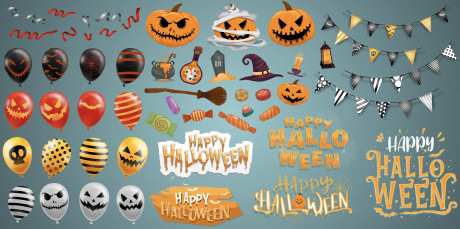 万圣节手绘3D立体元素-采灵感-https://www.cailinggan.com/