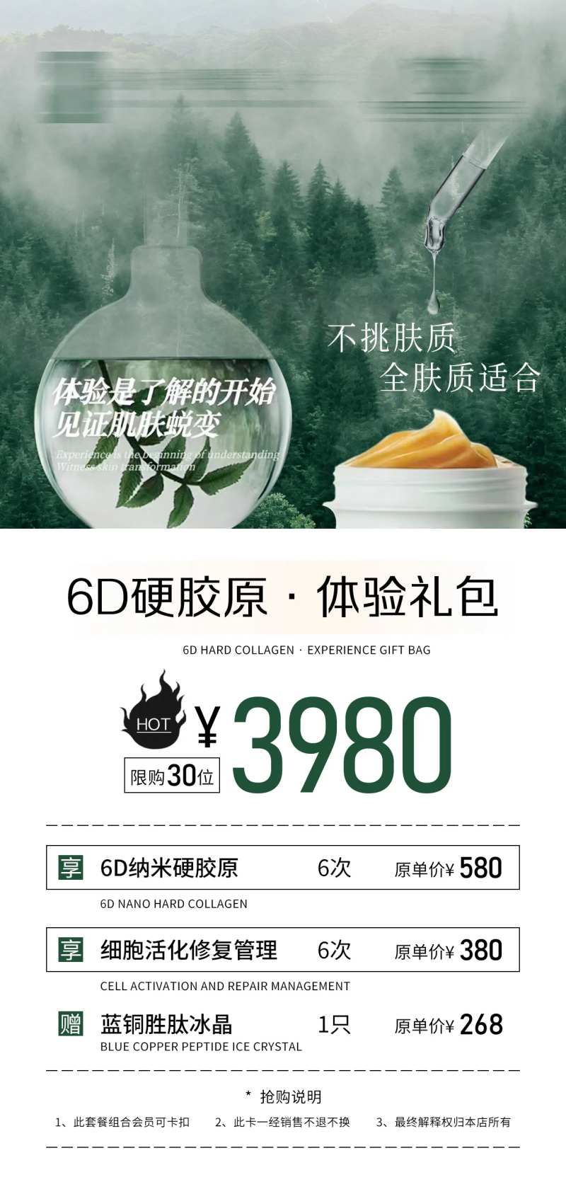 绿色系海报皮肤管理项目价格单-采灵感-cailinggan.com