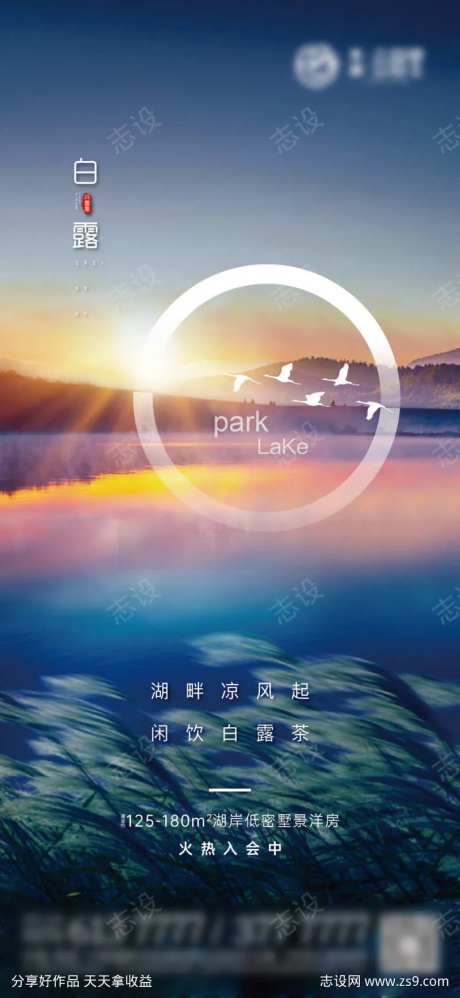 白露节气海报湖水超级符号-采灵感-https://www.cailinggan.com/