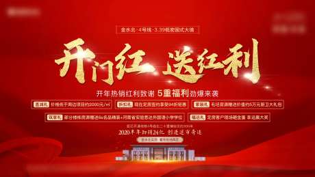 红色地产热销开门红五重礼画面-采灵感-https://www.cailinggan.com/