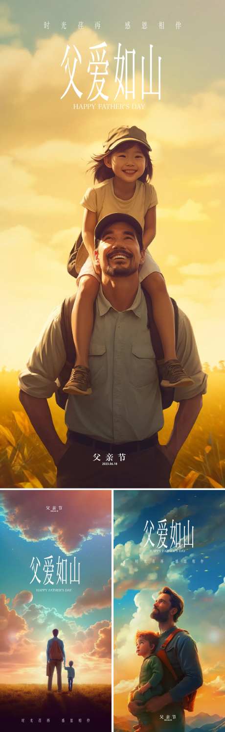 父亲节陪伴海报-采灵感-https://www.cailinggan.com/