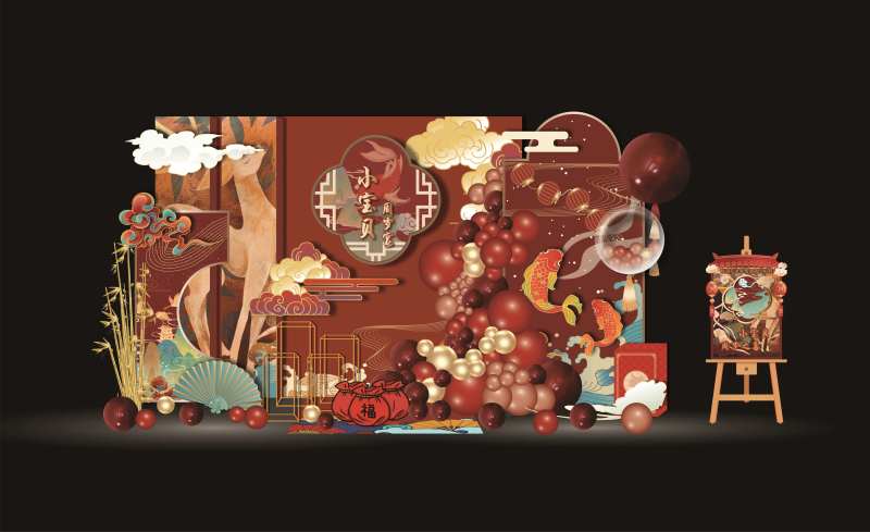 宝宝周岁宴活动氛围展板-采灵感-cailinggan.com