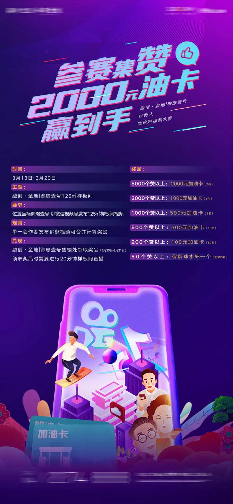 朋友圈集赞送加油卡活动海报-采灵感-cailinggan.com