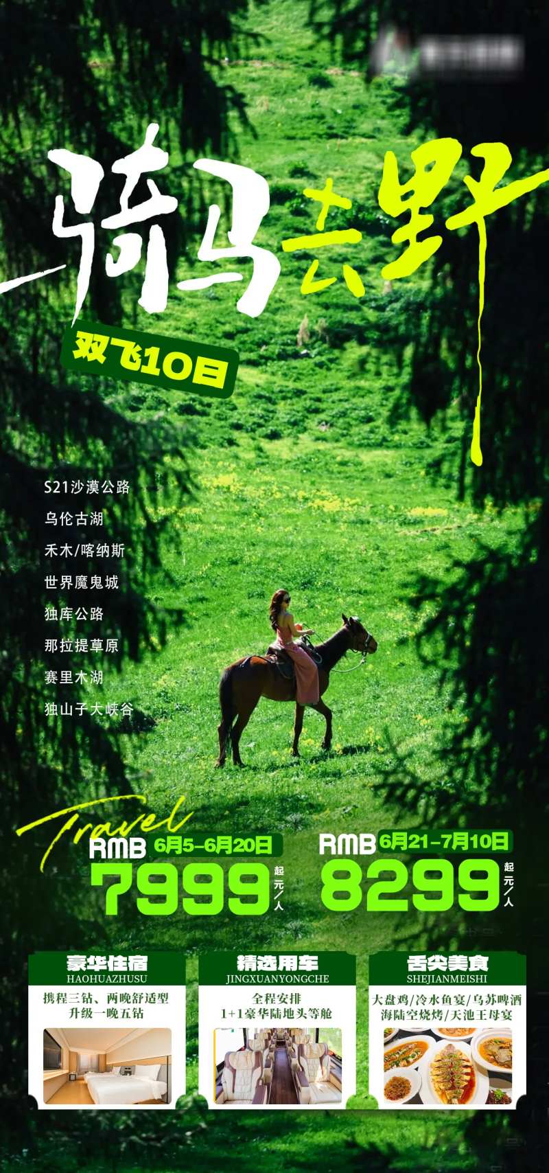 新疆草原骑马旅游海报那拉提-采灵感-cailinggan.com