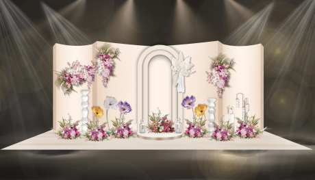 香槟色韩式婚礼效果图-采灵感-https://www.cailinggan.com/