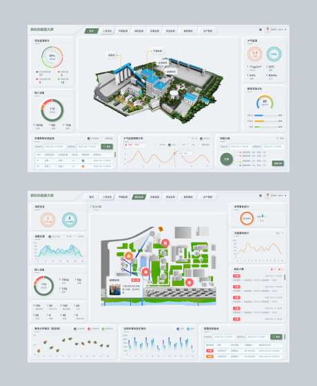 数据大屏新拟态UI设计-采灵感-https://www.cailinggan.com/