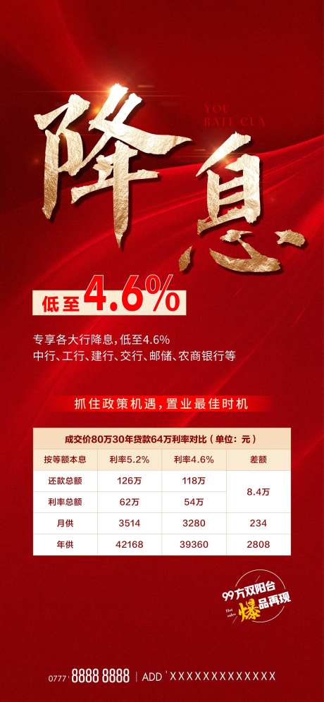 降息海报-采灵感-https://www.cailinggan.com/