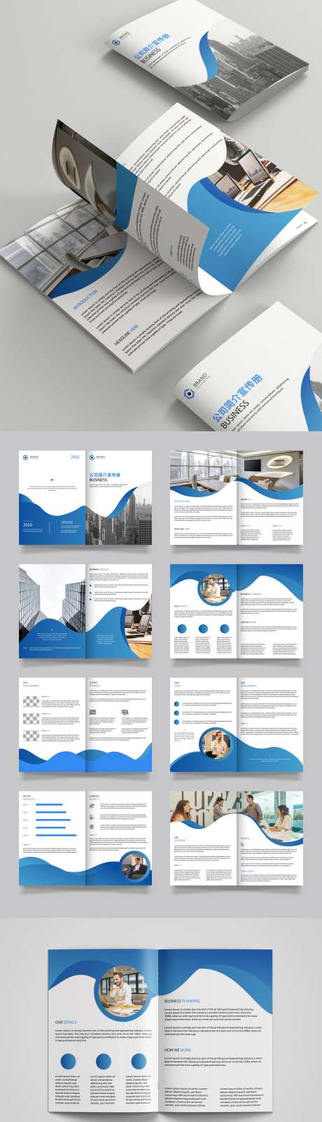 蓝色高级公司简介画册宣传册-采灵感-https://www.cailinggan.com/