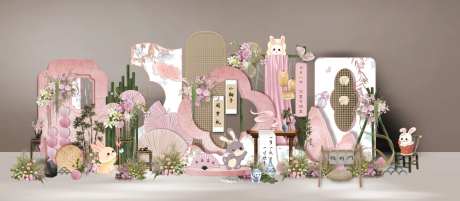 粉色周岁生日订婚中式新中式美陈宝宝宴-采灵感-https://www.cailinggan.com/