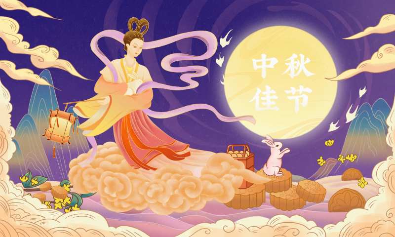 中秋佳节国风背景板-采灵感-cailinggan.com
