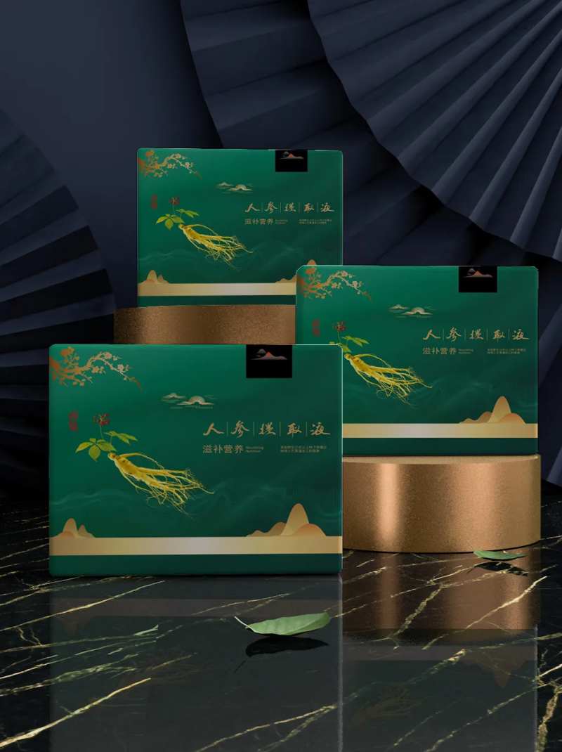 人参饮品高端礼盒包装设计-采灵感-cailinggan.com