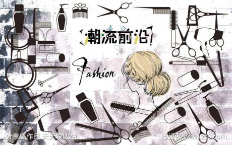 发廊理发店美发工装背景墙-采灵感-https://www.cailinggan.com/