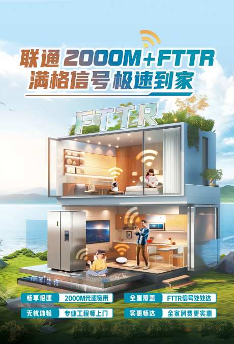 宽带信号满格极速海报-采灵感-https://www.cailinggan.com/