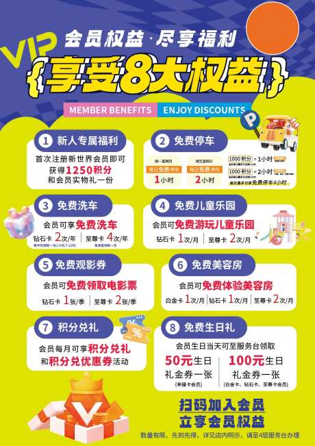 会员权益8大福利VIP海报-采灵感-https://www.cailinggan.com/