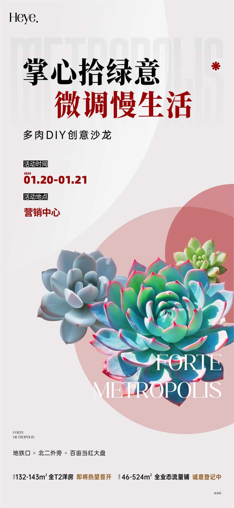 多肉植物DIY暖场活动海报-采灵感-cailinggan.com