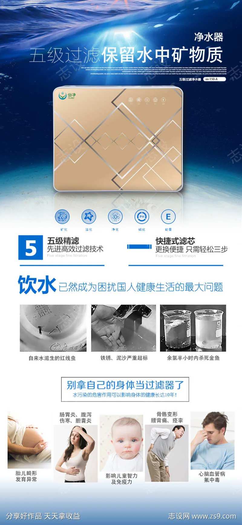 家用饮水净水器海报-采灵感-cailinggan.com