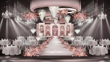 粉色轻欧式洛可可公主婚礼效果图-采灵感-https://www.cailinggan.com/